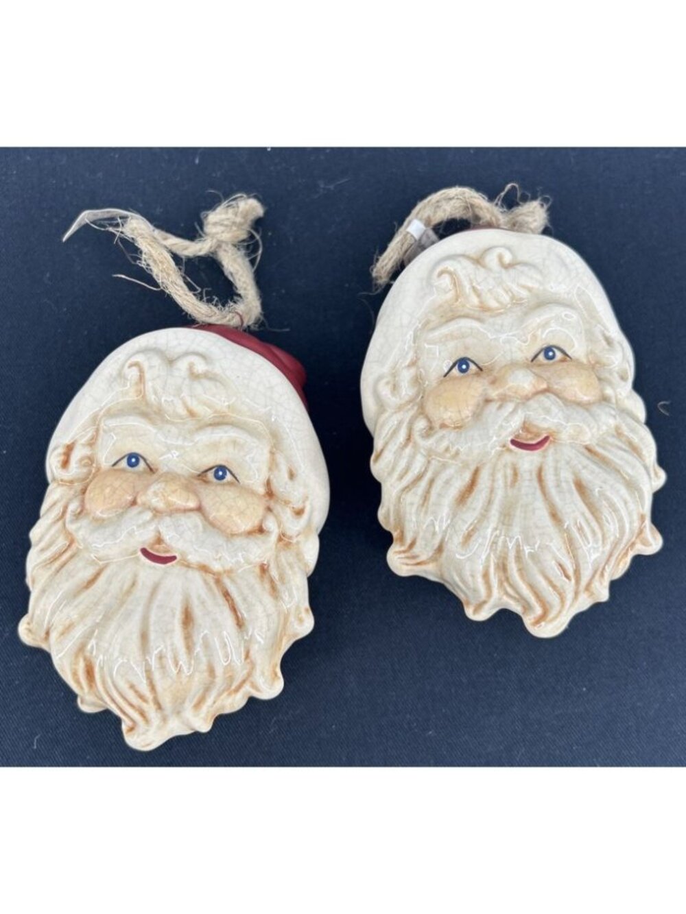 Dept 56 Santa Claus Head Christmas Ornament Porcelain 4.5" Lot of 2